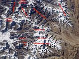20L Nasa ISS006-E-13664 Gauri Shankar, Menlungtse, Cho Oyu To Gyachung Kang With Labels Nasa has taken some excellent mountain photos over the years. This view spans Gauri Shankar, Menlungtse, Rongshar Valley, Labuche Kang, Tashi Lapcha pass, Gokyo, Cho Oyu (8201m), Gyachung Kang (7952m), Cho La.